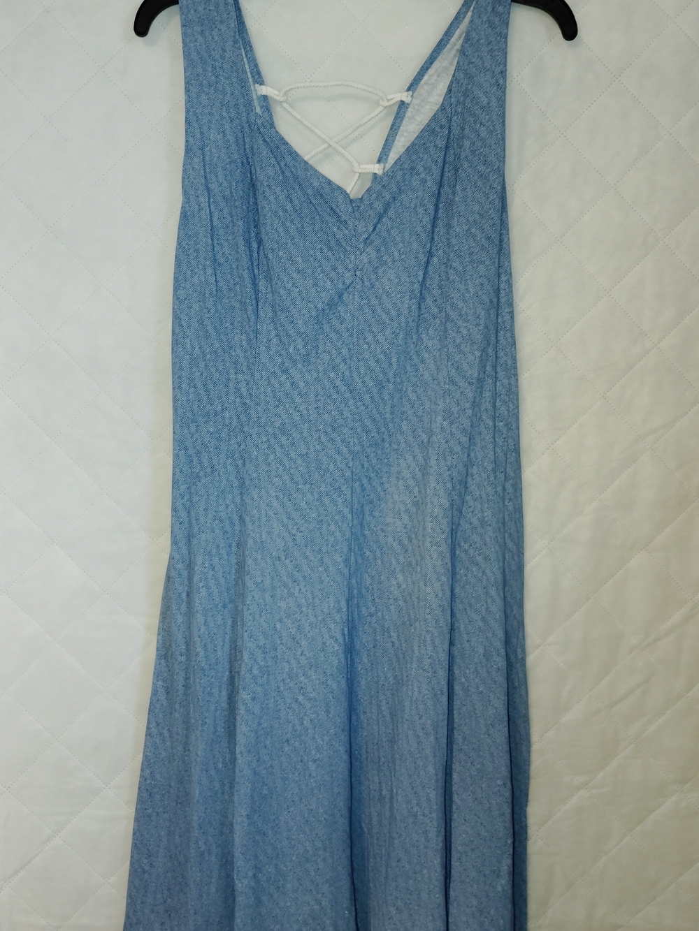 Sleeveless Light Blue Maxi Dress with V-Neck